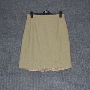 Vintage Lambswool Tweed A Line Skirt Women 12 Neutral Earth Tones Knee Length